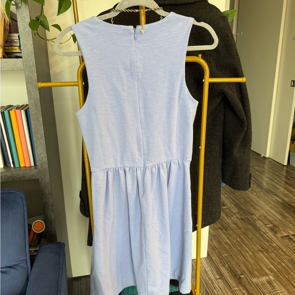 J. Crew Fit and Flare Light Blue Sleeveless Dress with Pockets Cotton & Spandex - Picture 4 of 7